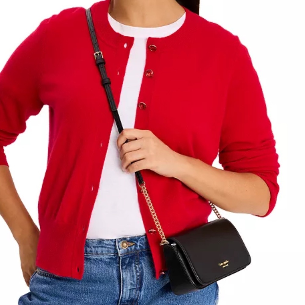 Kate Spade NWT black Devin Saffiano Fold Flap Crossbody Bag & org KS dust bag - Picture 2 of 10